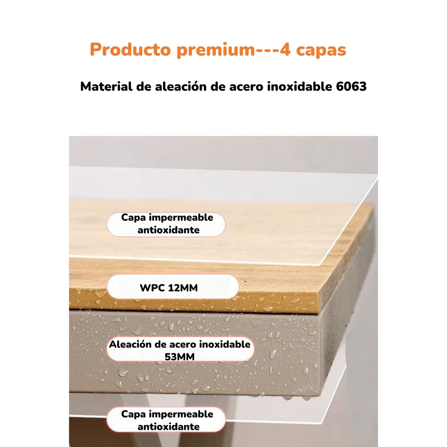 Juego De Comedor Exteriores 180cm Y 6 Sillas Impermeables image number 11.0