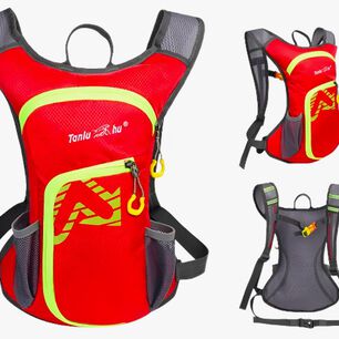 Mochila Outdoor Trekking Running + Bolda De Agua Roja