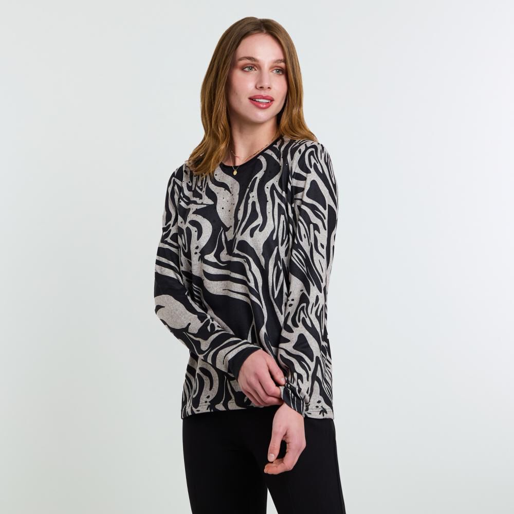 Sweater Estampado Manga Larga Cuello Redondo Mujer Lesage image number 2.0