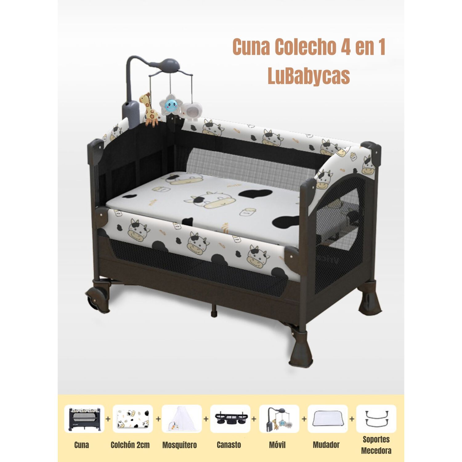Cuna Colecho Corral Mecedora 4 En 1 Lubabycas Blanco image number 9.0