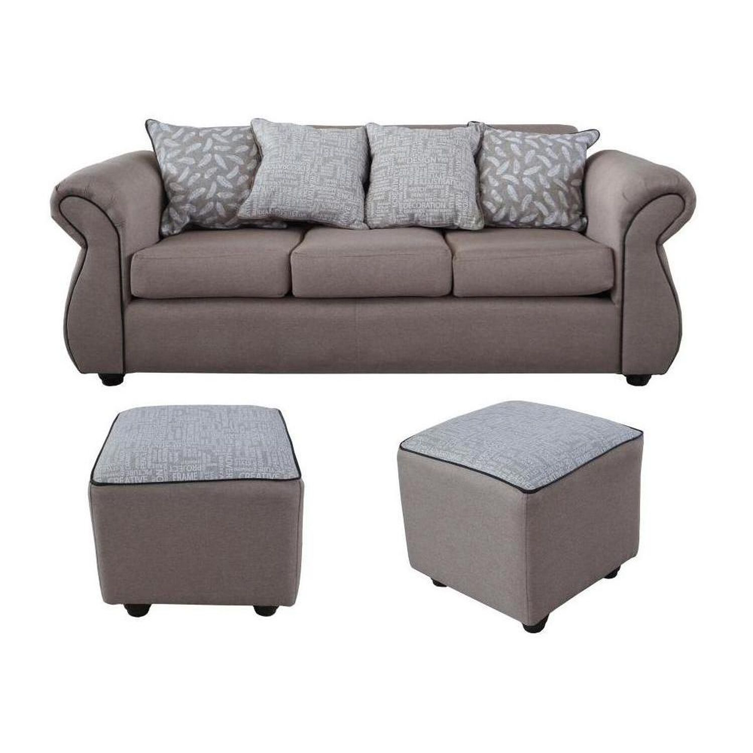 Juego De Living Elegant Detail Moscu / 3 Cuerpos + 2 Pouf image number 0.0
