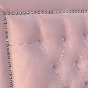 Respaldo De Cama Capitoné Frame Tachas Felpa Rosado Claro 2 Plazas