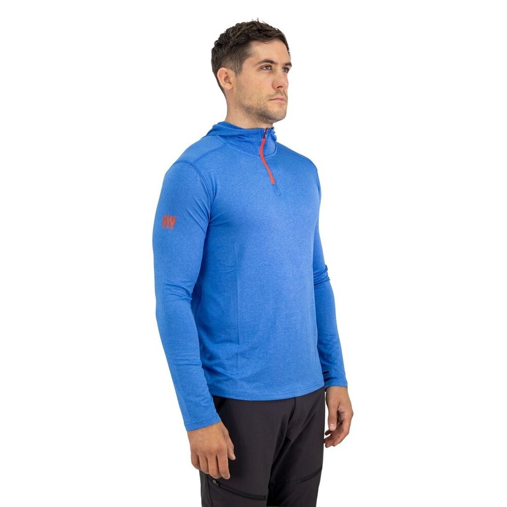 Polera Dry Fit Hw Spx C/ Gorro Manga Larga Hombre Blue image number 2.0