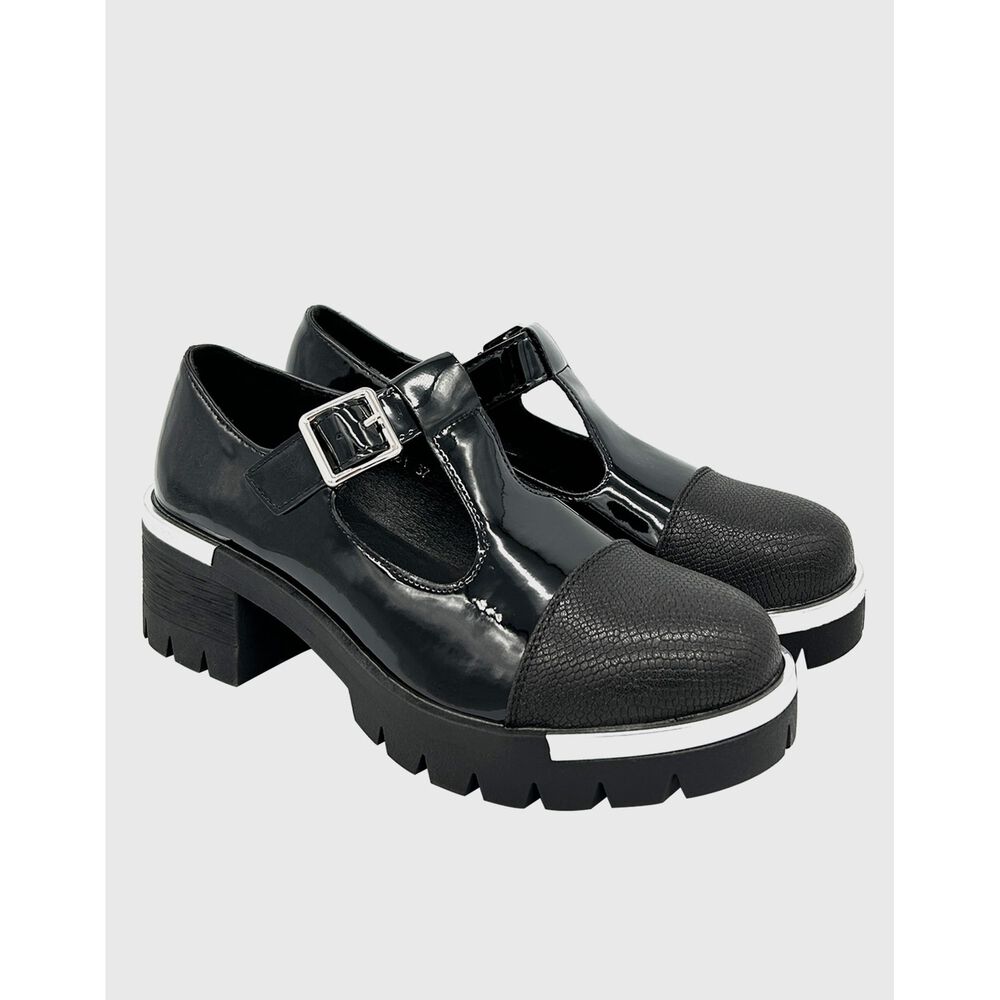 Zapato Para Mujer Con Taco Bajo Mary Jane Negro image number 2.0