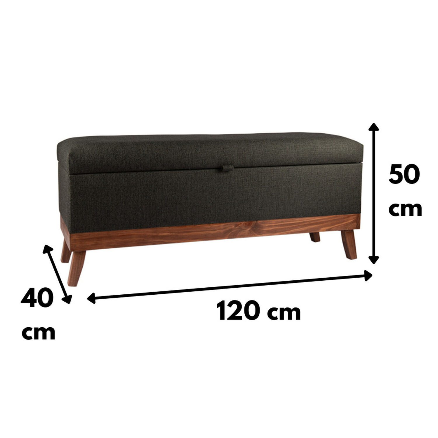 Banqueta Con Ba&uacute;l Incy Grafito Omega 120x40x50 Cm M&aacute;xima Design image number 5.0
