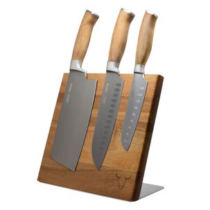 Block Magn&eacute;tico Wayu Madera Acacia Con 3 Cuchillos Premium