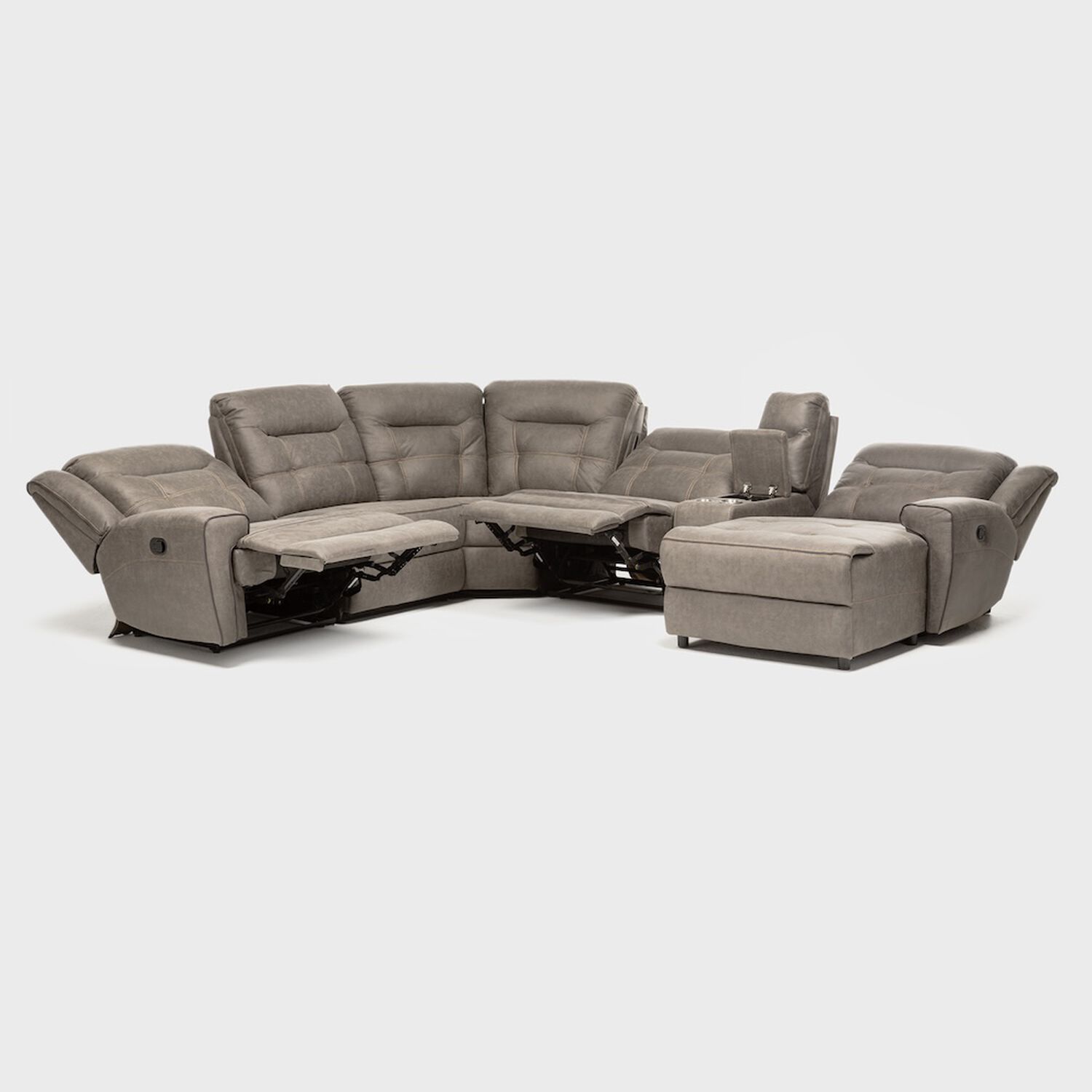 Sof&aacute; Seccional Reclinable Moderno Caf&eacute; Grand image number 3.0
