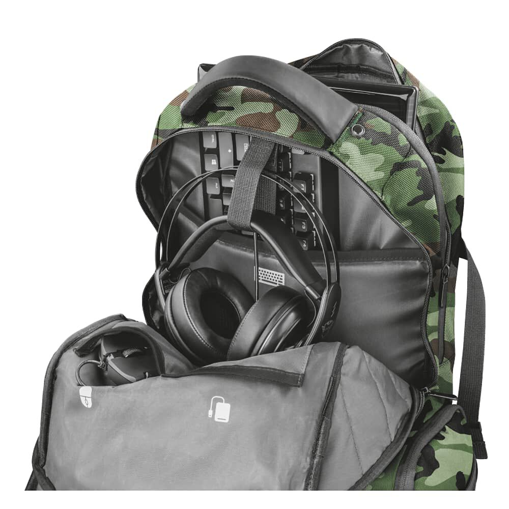 Mochila Gamer Trust Gxt 1250c Xl Kamo Military Reforzada 23868 image number 1.0