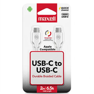 Cable Trenzado Usb C A Usb C Maxell 2 Metros Carga R&aacute;pida Blanco