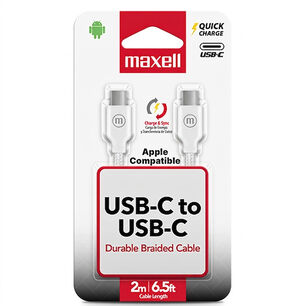 Cable Trenzado Usb C A Usb C Maxell 2 Metros Carga R&aacute;pida Blanco