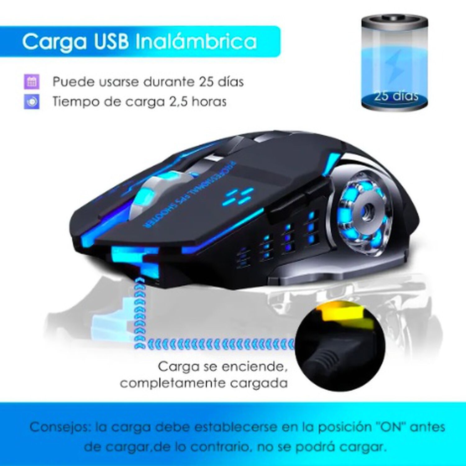 Mouse Gamer Inal&aacute;mbrico Silencioso image number 1.0