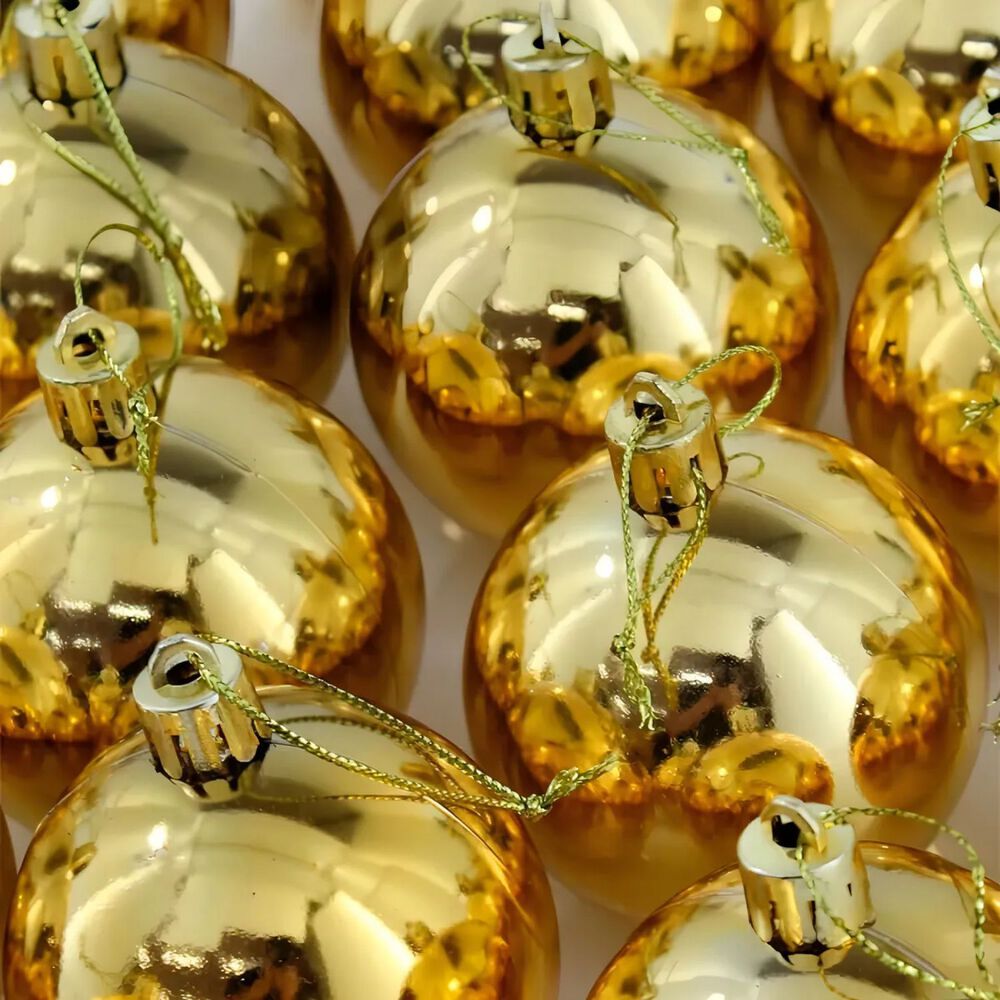 6 Esferas Navideñas Bambalinas Adorno 8cm Dorado Decoracion image number 2.0
