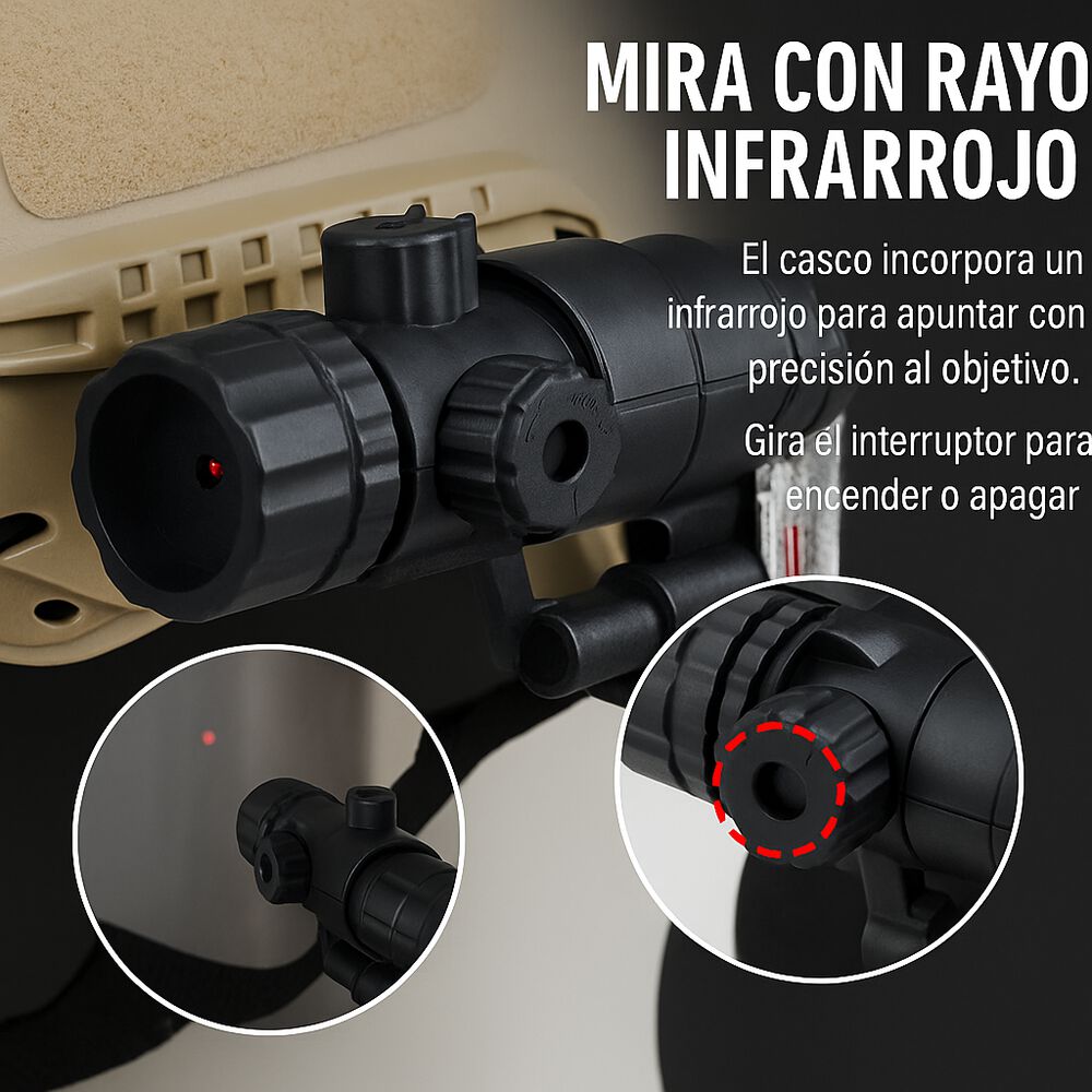 Casco Disfraz Militar Premium Luz image number 1.0