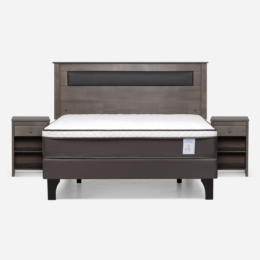 Cama Europea Rosen New Style 4 Plus / 2 Plazas / Base Normal  + Set Maderas Ferrara Gris image number 0.0