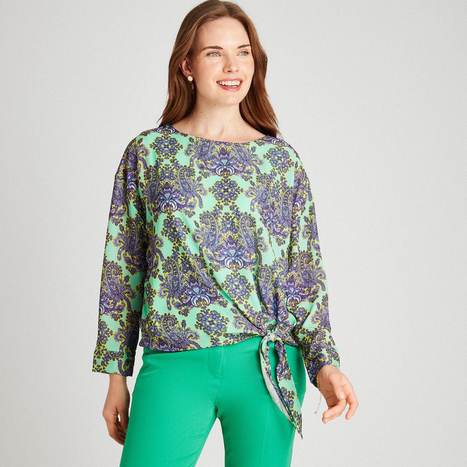Blusa Regular Manga Larga Cuello Redondo Mujer Lorenzo Di Pontti image number 0.0