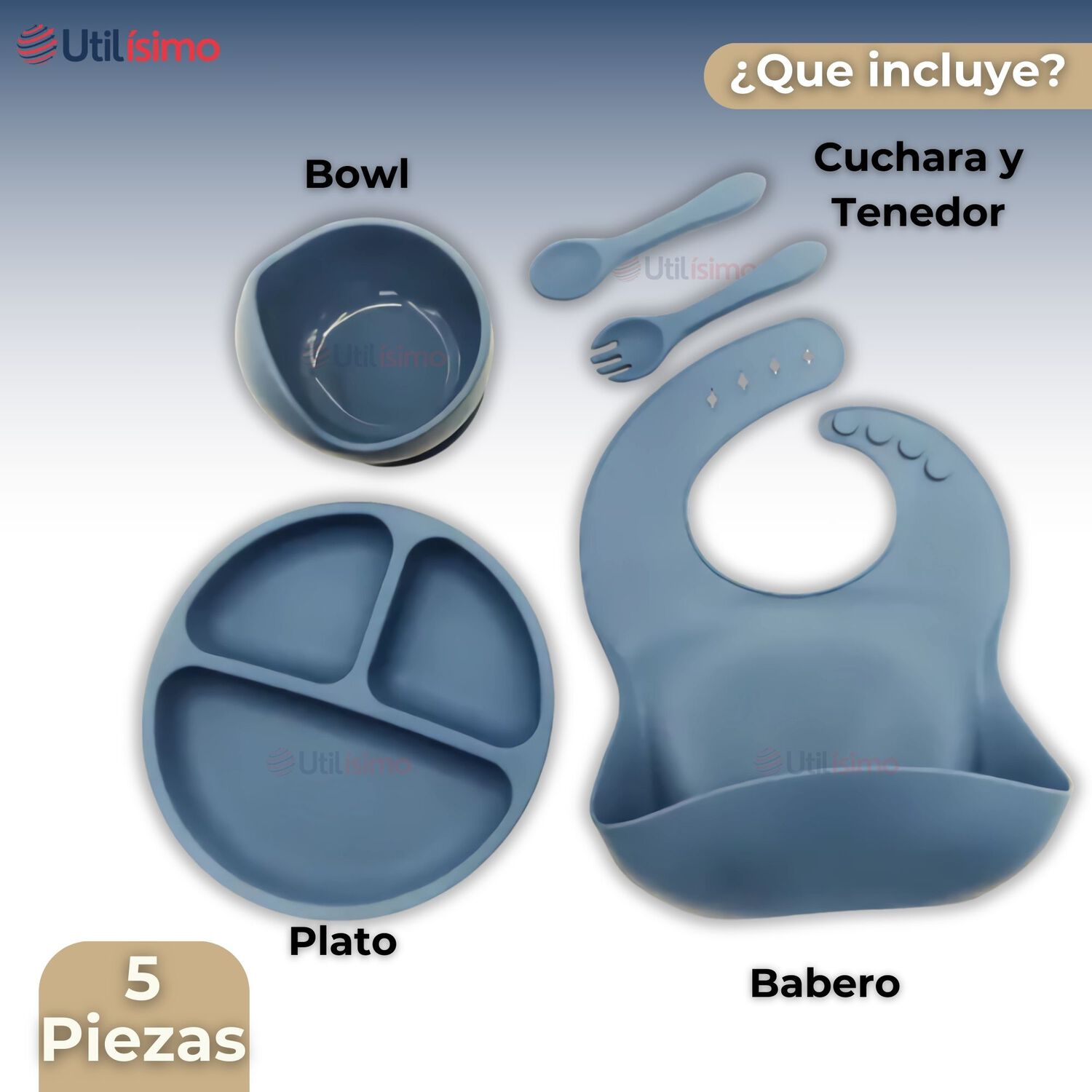 Set De Alimentaci&oacute;n Beb&eacute; Silicona 5 Piezas Libre Bpa Colores Surtidos image number 3.0