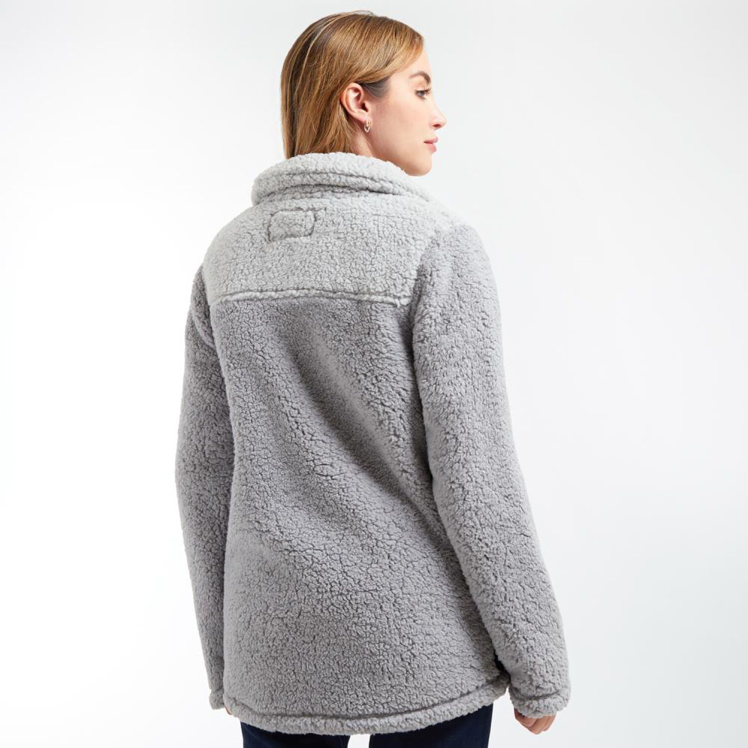 Chaqueta Bonded Sherpa Regular Cuello Alto Con Cierre Mujer Geeps image number 3.0