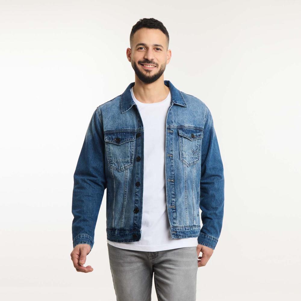 Chaqueta Denim Slim Hombre Az Black image number 0.0