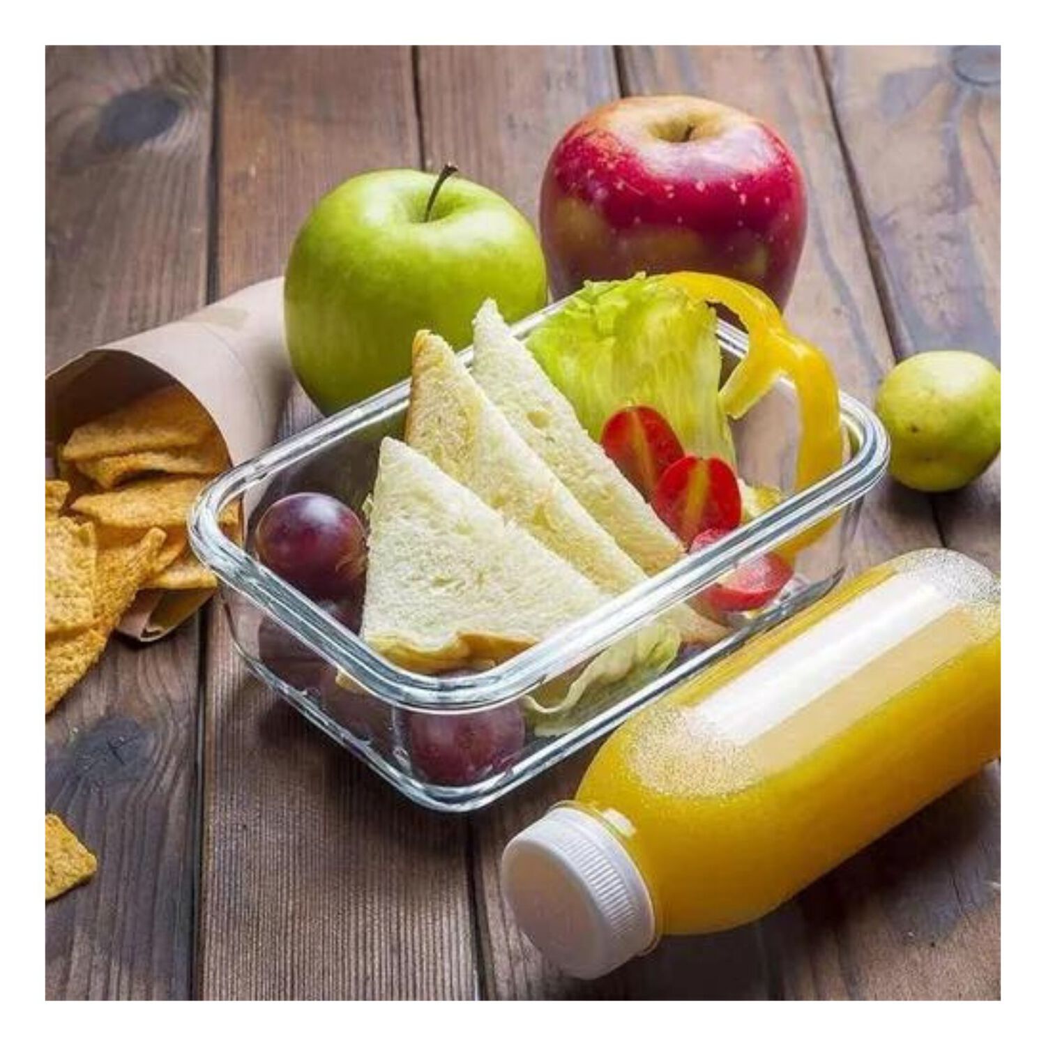 Contenedor Alimentos Hermetico Rectangular 420ml Vidrio Allegra image number 3.0