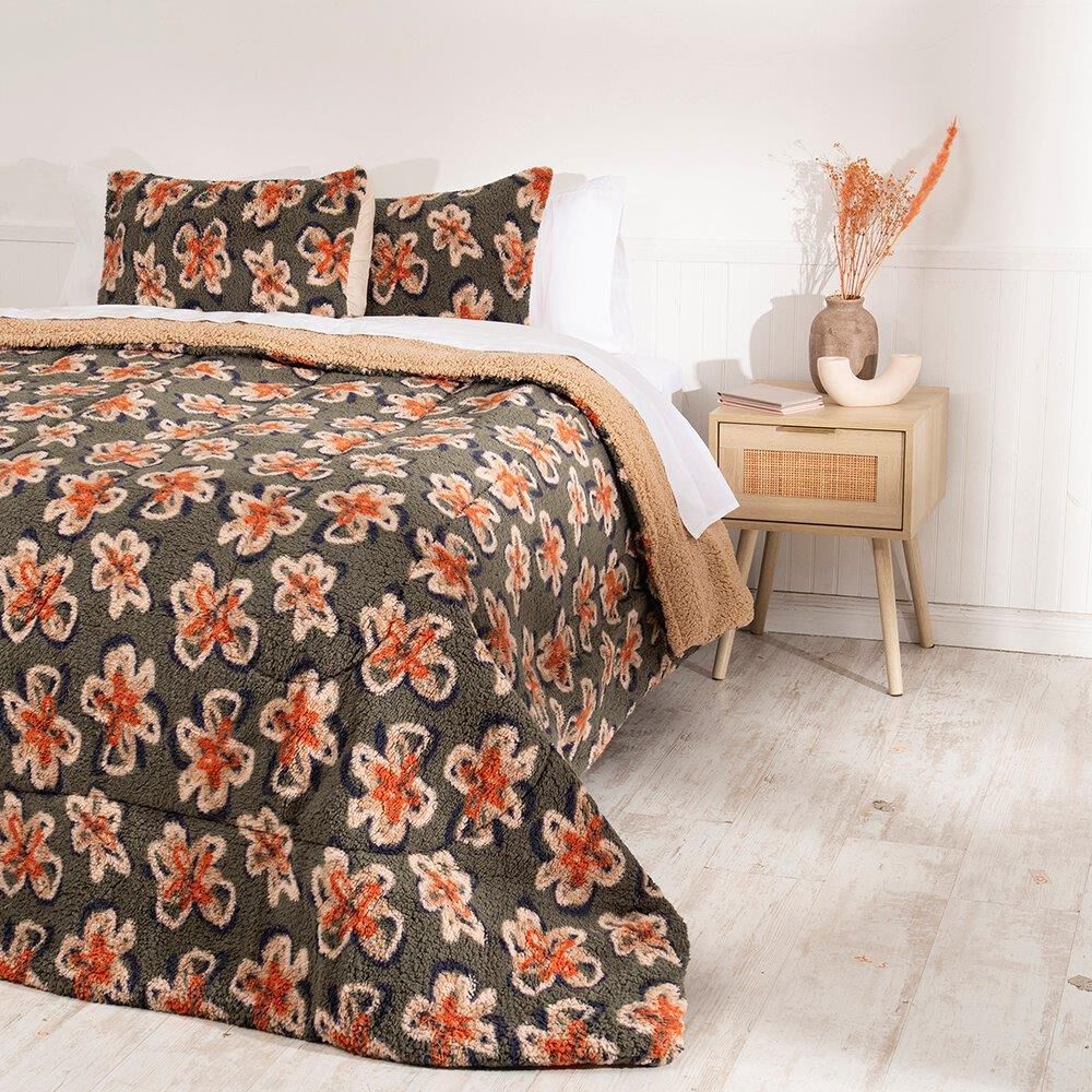 Plumon Sherpa/sherpa Estampado King Flowers image number 3.0