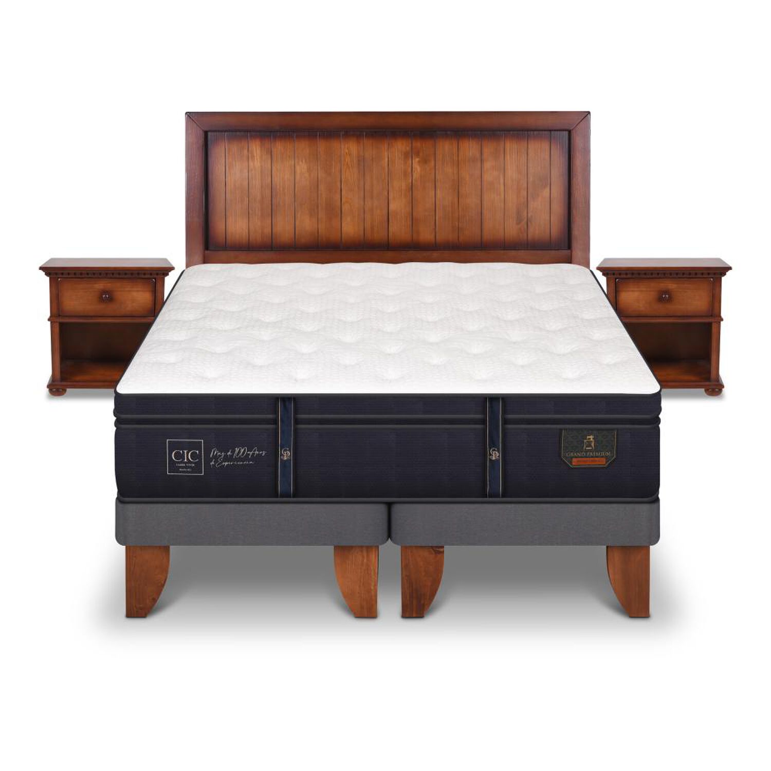 Cama Europea Cic Grand Premium / 2 Plazas / Base Dividida + Set De Maderas image number 0.0