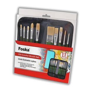 Set De 11 Pinceles De Color Al &Oacute;leo + Estuche