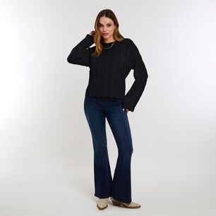 Sweater Calado Manga Larga Cuello Redondo Mujer Kimera