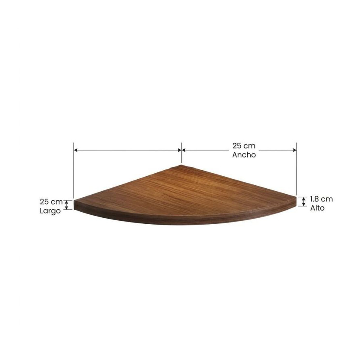 Repisa Flotante De Esquina Curva Madera Nogal Minimalista 25cm image number 4.0