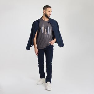 Polera Estampada Manga Corta Cuello Redondo Hombre Az Black