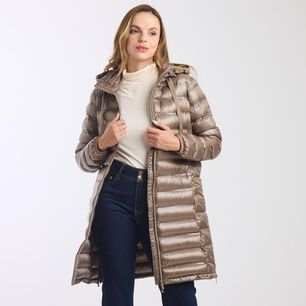 Parka Lisa Brillante Cuello Alto Con Capucha Desmontable Mujer Kimera