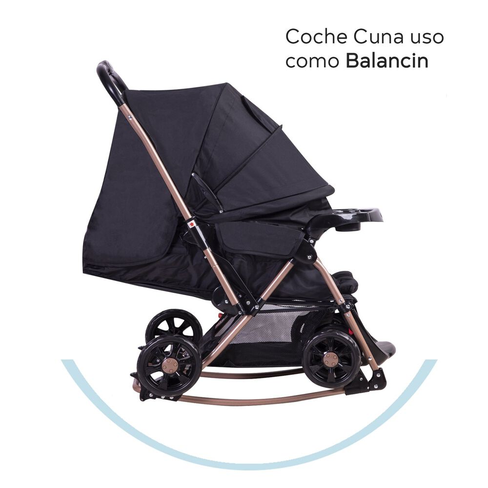 Coche Cuna Balancin Sx Negro Dorado Bebesit image number 8.0