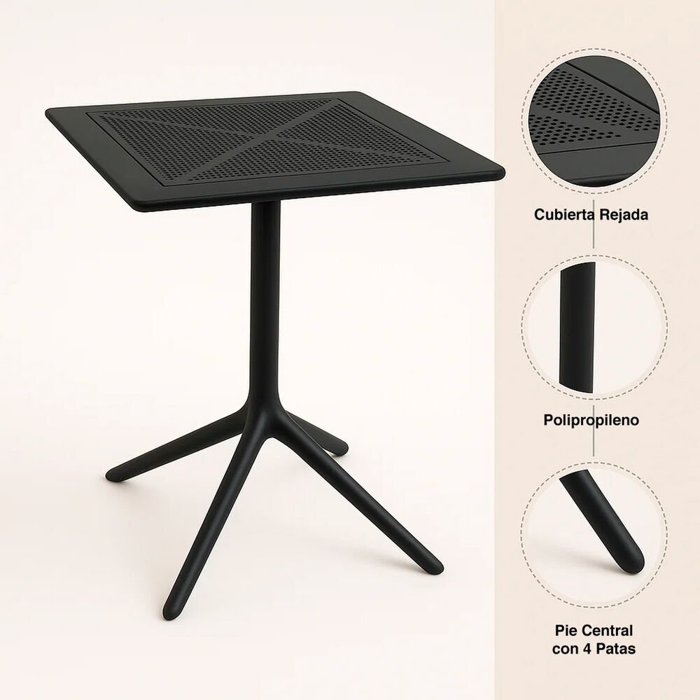 Mesa Restaurant 80x80 Polipropileno + 4 Sillas De Restaurante - Negra image number 6.0