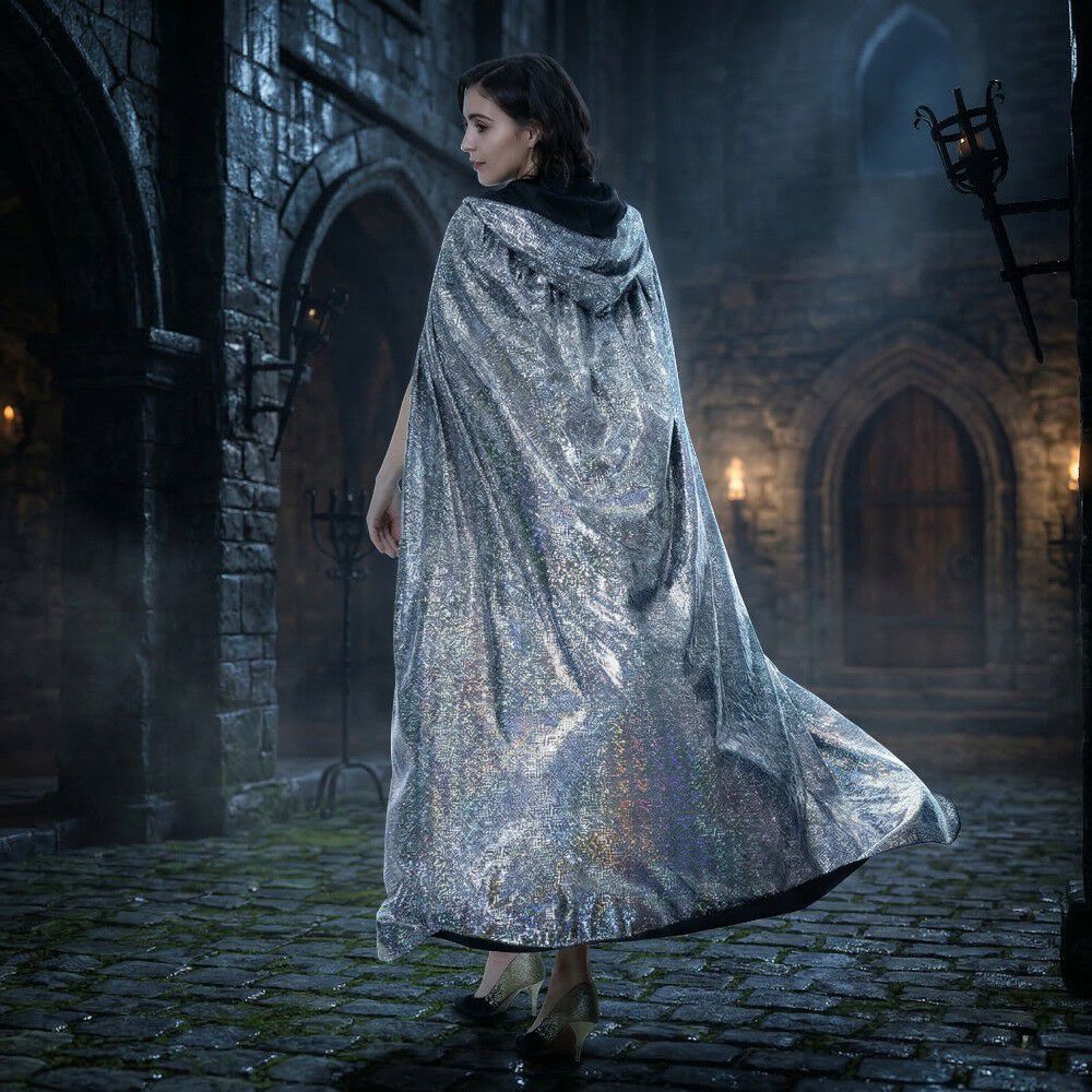 Capa Glitter Brillante Con Capucha Para Cosplay Y Disfraz image number 2.0