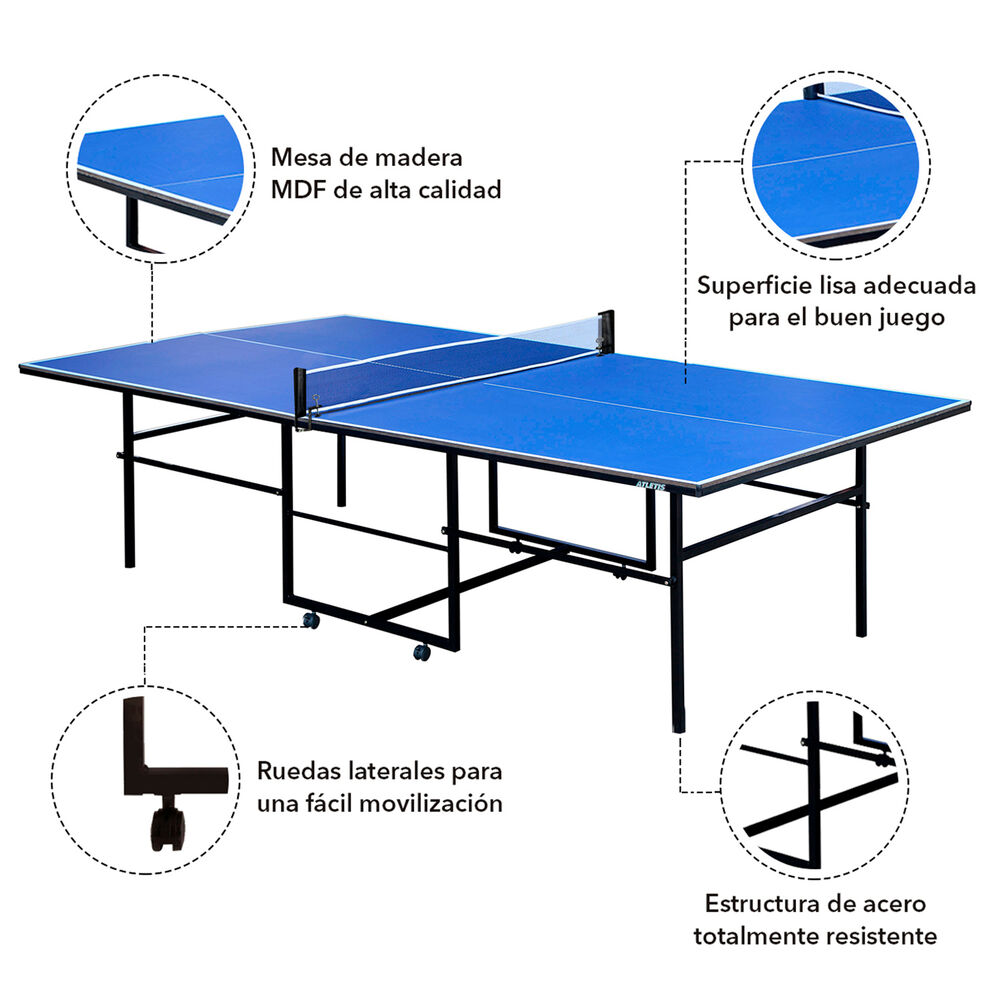 Mesa De Ping Pong Plegable Azul image number 3.0