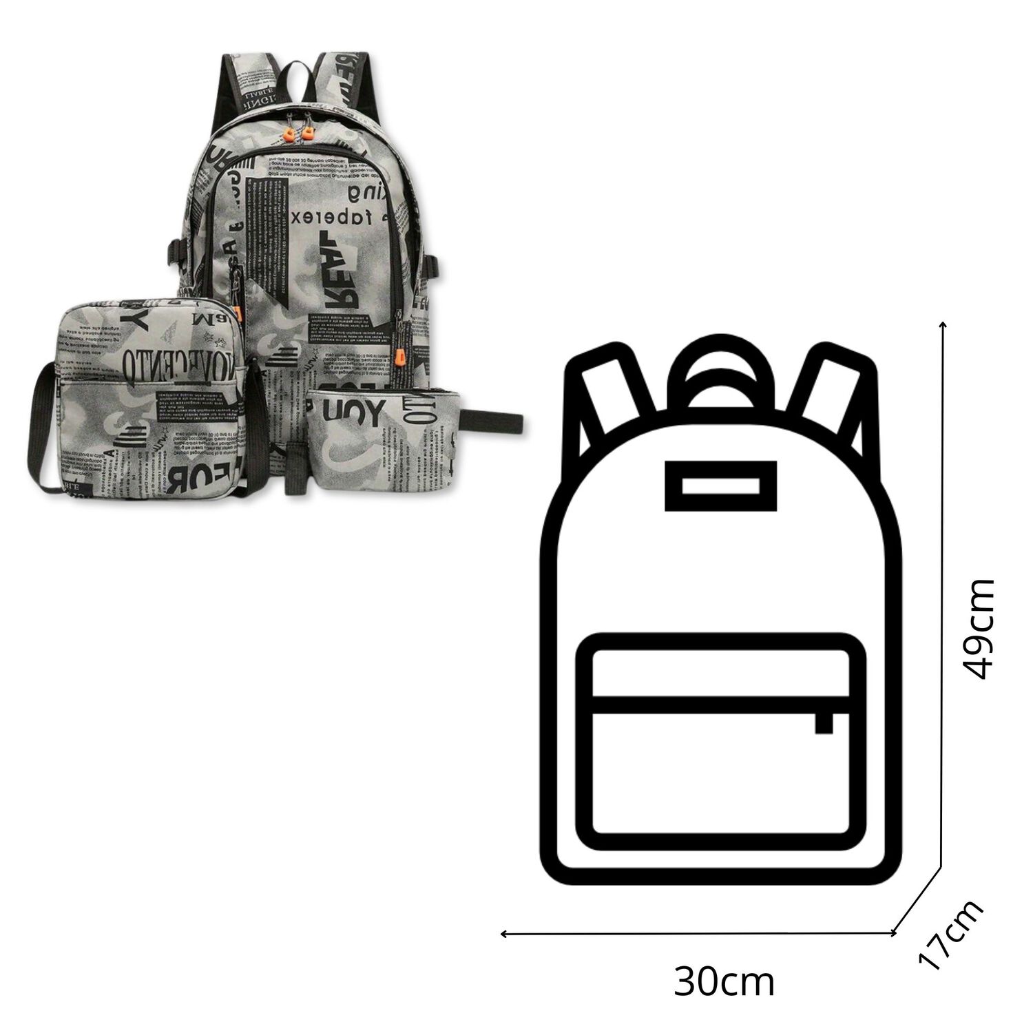 Pack Mochila Lonchera Estuche Grande 49cm Juvenil Y Escolar Grey image number 1.0