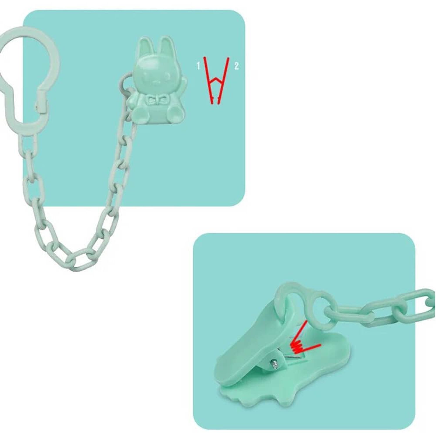 Porta Chupete Clip Plastico Cadena Afirmador Colgante image number 1.0