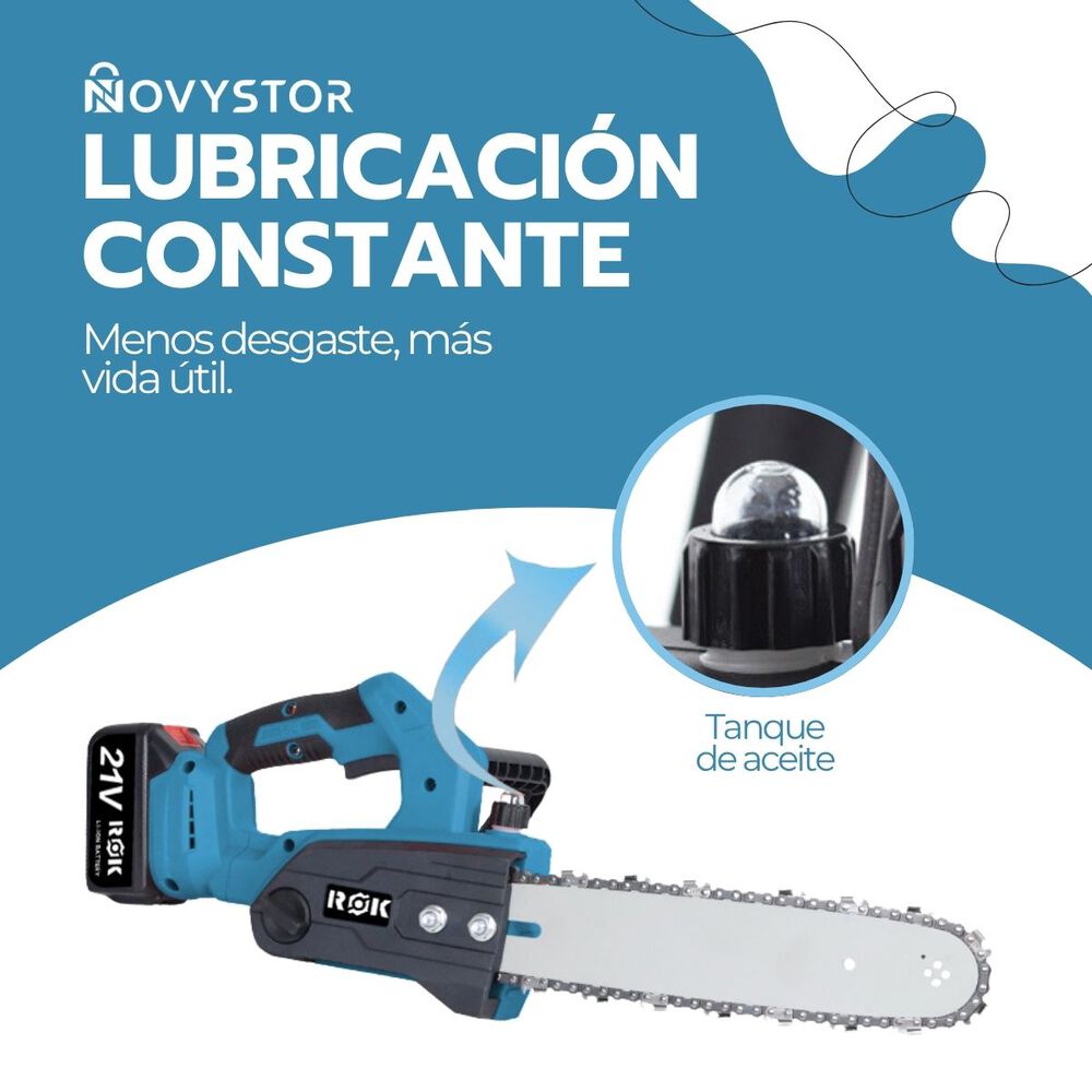 Motosierra Eléctrica Rok 12" 900w 21v 2 Baterías Litio image number 4.0