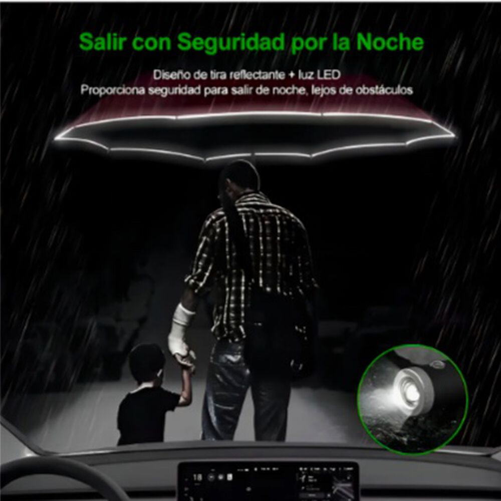 Paraguas Plegable Autom&aacute;tico Inverso Sombrilla Anti Uv Led image number 1.0