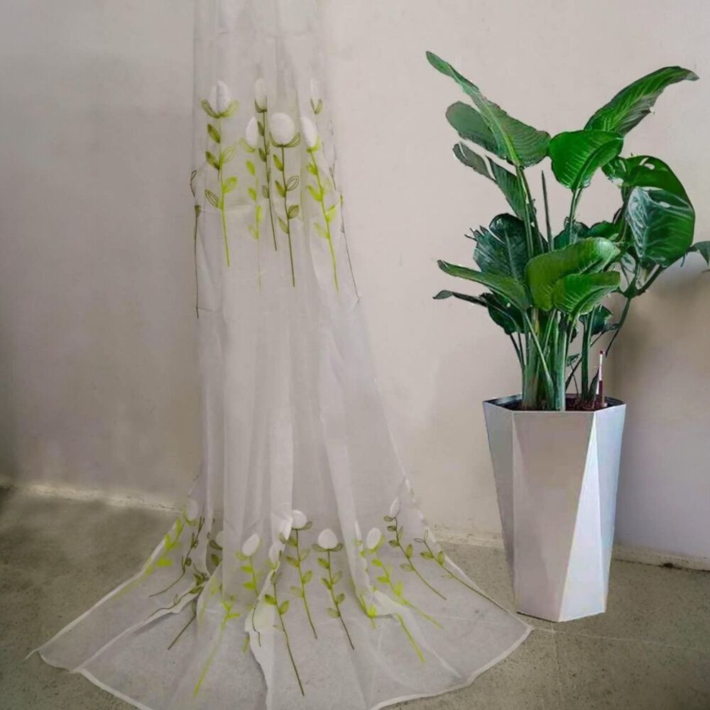Set De 02 Visillos Bordados Con Argollas 140x230 Cm Mod14 image number 3.0