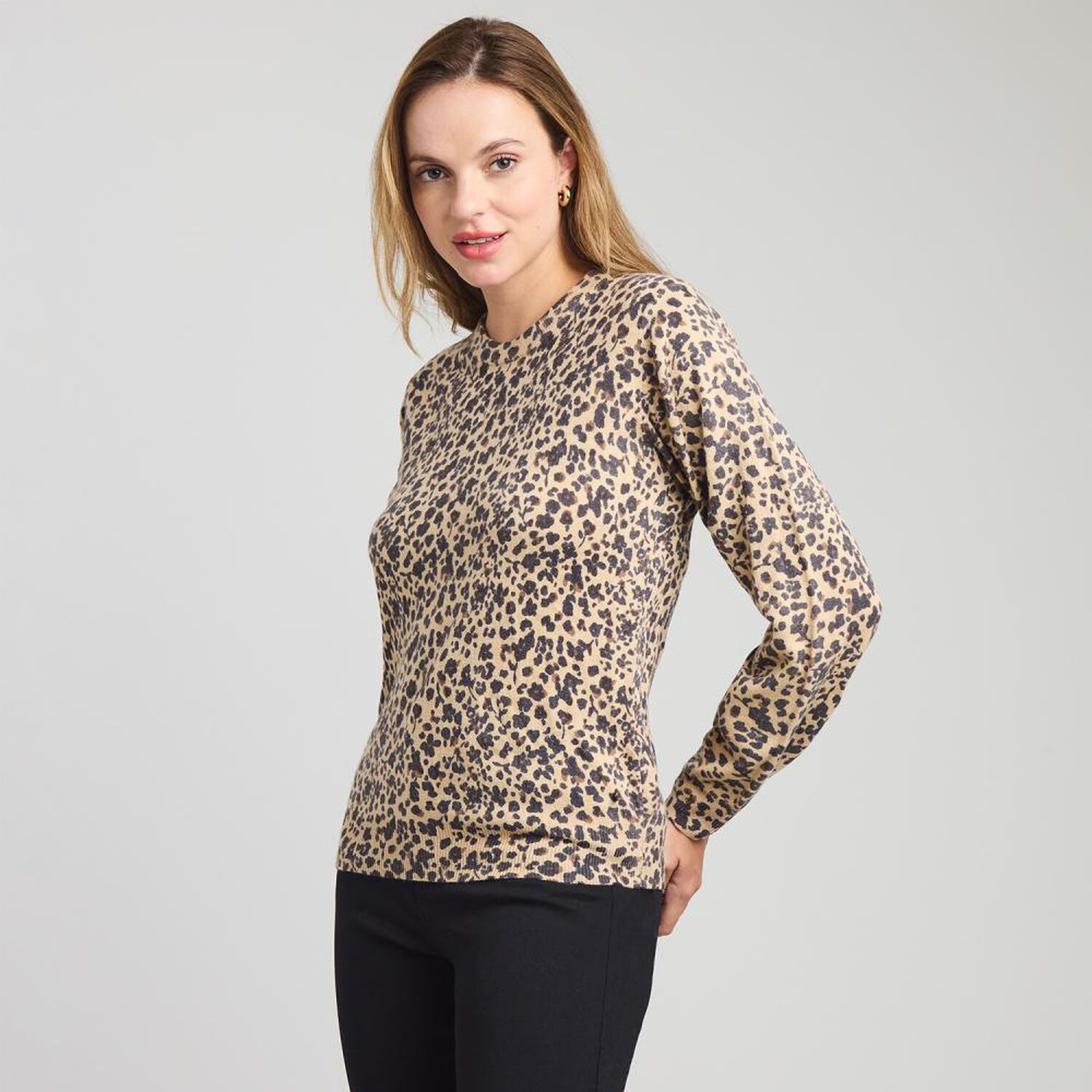 Sweater Estampado Suave Manga Larga Cuello Redondo Mujer Kimera image number 2.0