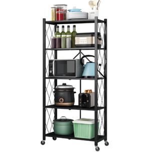 Estante Plegable Con Ruedas Multiuso Almac&eacute;n Acero 5 Niveles