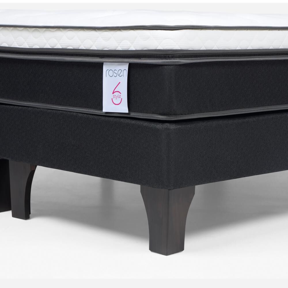 Cama Europea Rosen New Style 6 / 2 Plazas / Base Dividida  + Set Maderas Rachel Gris image number 5.0