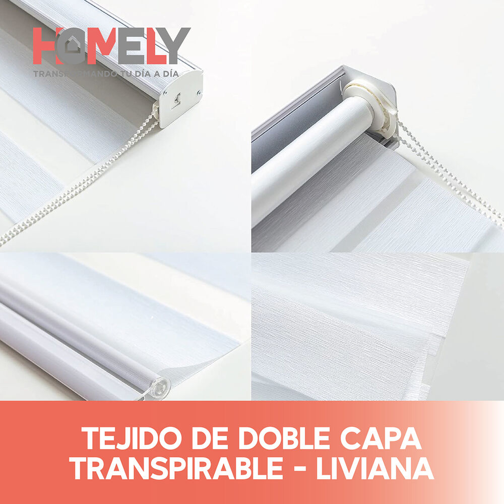 Cortinas Roller Duo 100% Dia Y Noche Zebra 120x200cm Homely image number 5.0