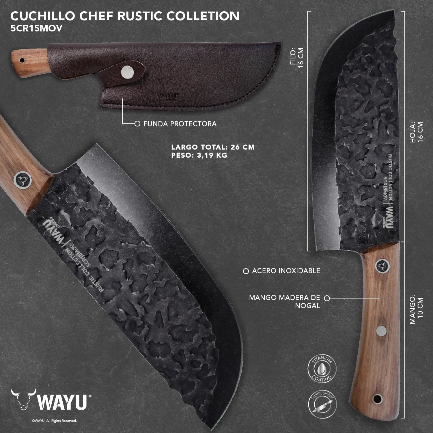 Cuchillo Chef Wayu Con Funda Rustic Collection Cocina image number 3.0