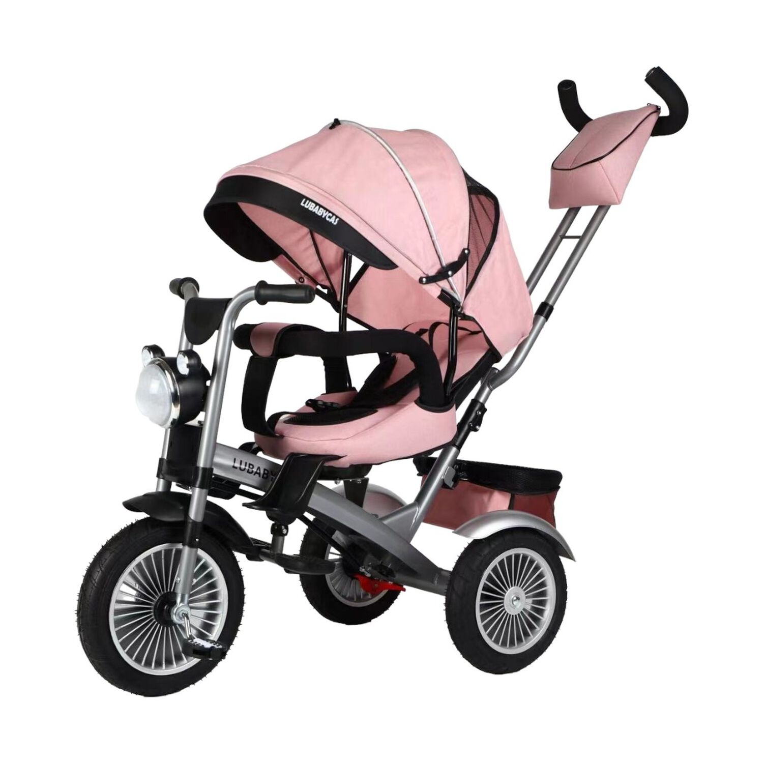 Triciclo Multifuncional 360&deg; Con Foco Lubabycas Rosado image number 8.0