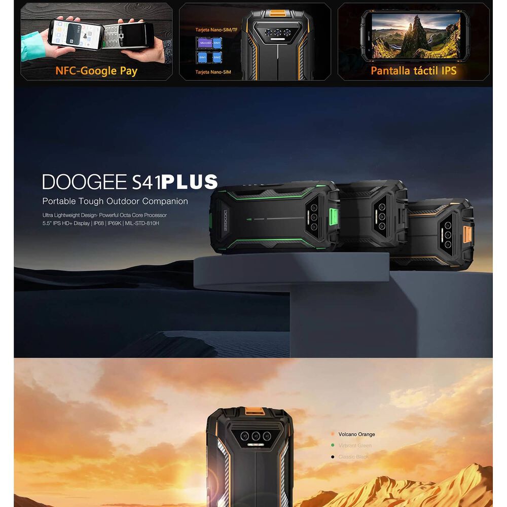 Celular Rugged Doogee S41 Plus Resistente A Golpes, Polvo, Humedad Y Agua / Desbloqueo Facial Y Con Huella Dactilar, Nfc, Radio Fm image number 7.0