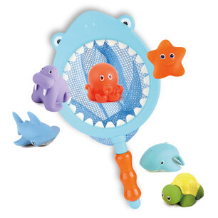 Juego De Pesca Con Red Tibur&oacute;n Y Animalitos De Silicona Cambia Color