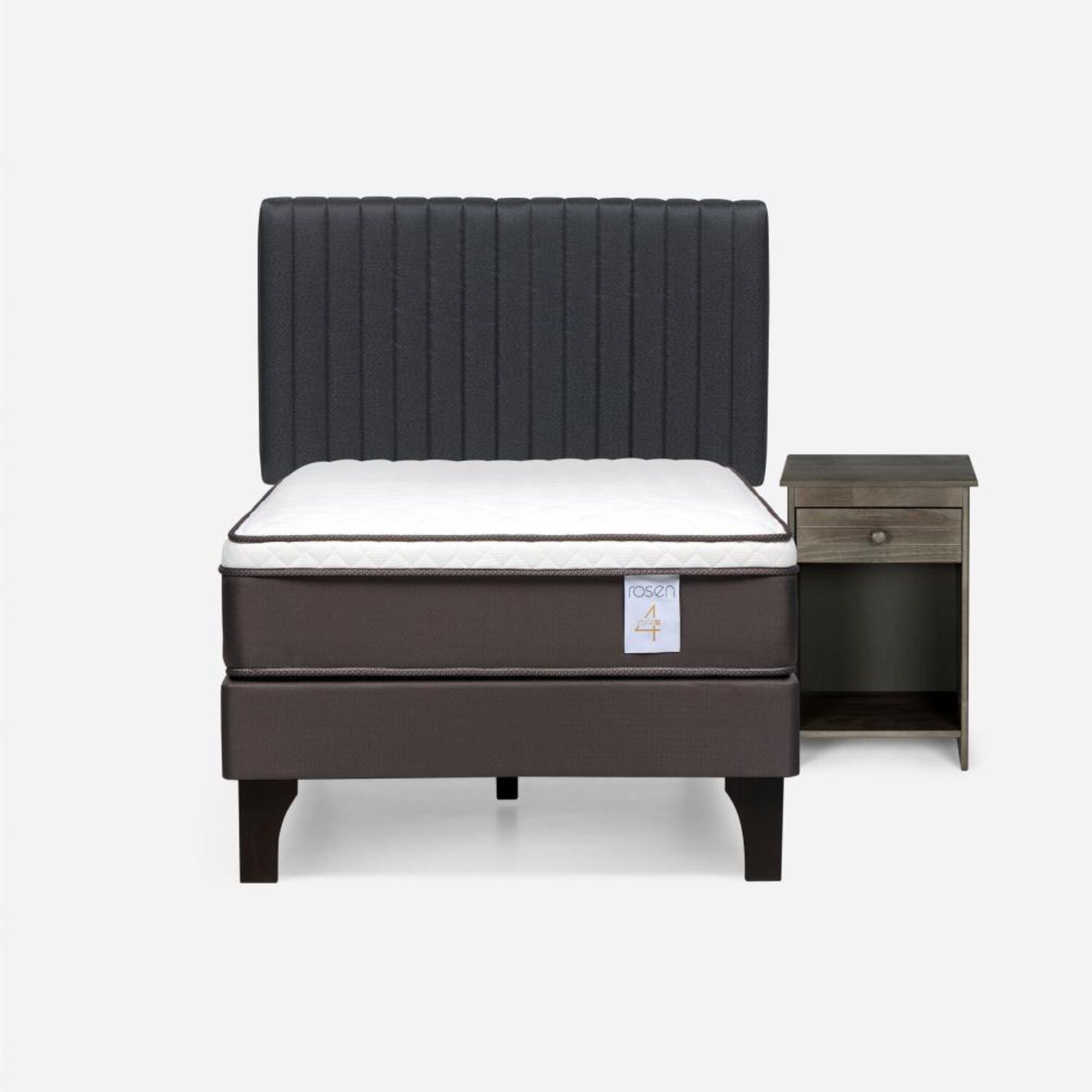 Cama Europea Rosen New Style 4 Plus / 1.5 Plazas / Base Normal + Set De Maderas Lucio image number 0.0