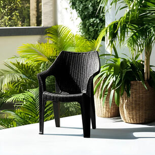 Silla Aruba Modelo Rattan Amplia Con Brazos Color De La Estructura De La Silla Caf&eacute;