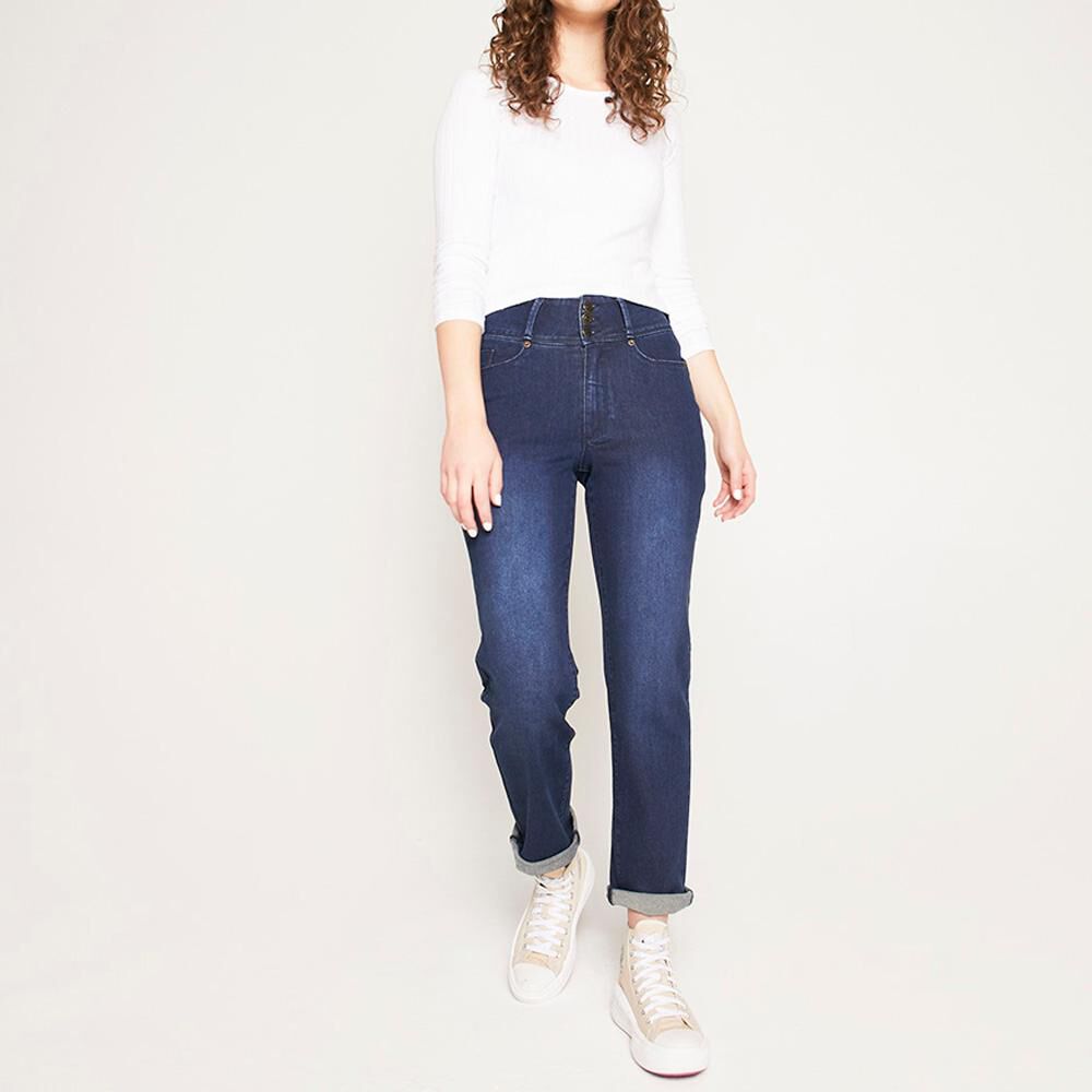 Jeans Pretina Ancha Botones Tiro Alto Sculpture Mujer Freedom image number 1.0